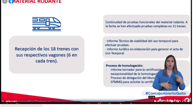 PASOS EN FIRME PARA PONER EN OPERACIÓN AL METRO DE QUITO