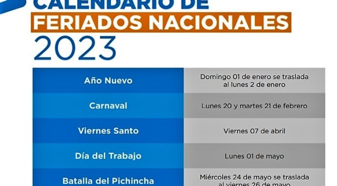 LOS FERIADOS NACIONALES DESDE 2023 HASTA 2025