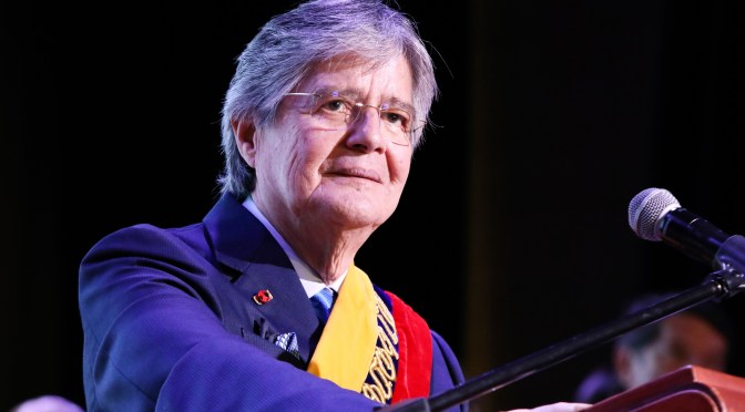 EL PRESIDENTE LASSO RIDIÓ EL INFORME A LA NACIÓN EN LA PLATAFORFA GUBERNAMENTAL DEL SUR DE QUITO