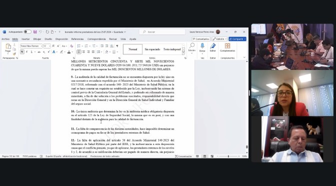 LISTO EL INFORME DE FISCALIZACIÓN REFERENTE A LOS PRESTADORES EXTERNOS DE SERVICIOS DE SALUD