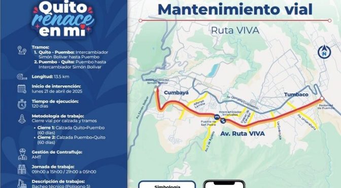 ATENCIÓN CONDUCTORES: TRABAJOS EN RUTA VIVA INICIAN EL 21 DE ABRIL
